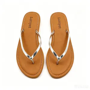 Women's Rivet Thong Sandals with PU Leather Straps and Cork Footbed - Lightweight Flat Non-Slip Rubber Shoe for Summer Beach Wear (Black)