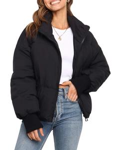 Arssm Women’s Cropped Quilted Jacket – Lightweight Zip-Up Winter Coat for Cozy Streetwear & Casual Cold Weather Outfits