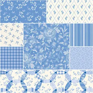 Penelope 1 Yard Bundle Blue, 8 Pcs Quilting Fabric | Riley Blake Designs