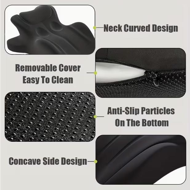 Contoured Support Ergonomic, Memory Foam Wedge Pillow, 27° Angled Support for Waist and Neck, Support Pillow (Black)