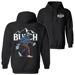 Bigfoot Bush Light Hoodie Sweatshirt T-Shirt, Sasquatch Holding A Bush Beer Shirt, 2 Sided Graphic Printed Unisex Classic Comfort Cotton T-Shirt