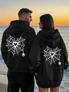 Geometric Print Hoodie Unisex Loose Fit Pockets Casual Comfortable Fall Winter Outdoor Unisex Men Women