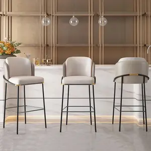 Homary Linenic Light Gray PU Leather Bar Stool with Upholstered, 1 Piece