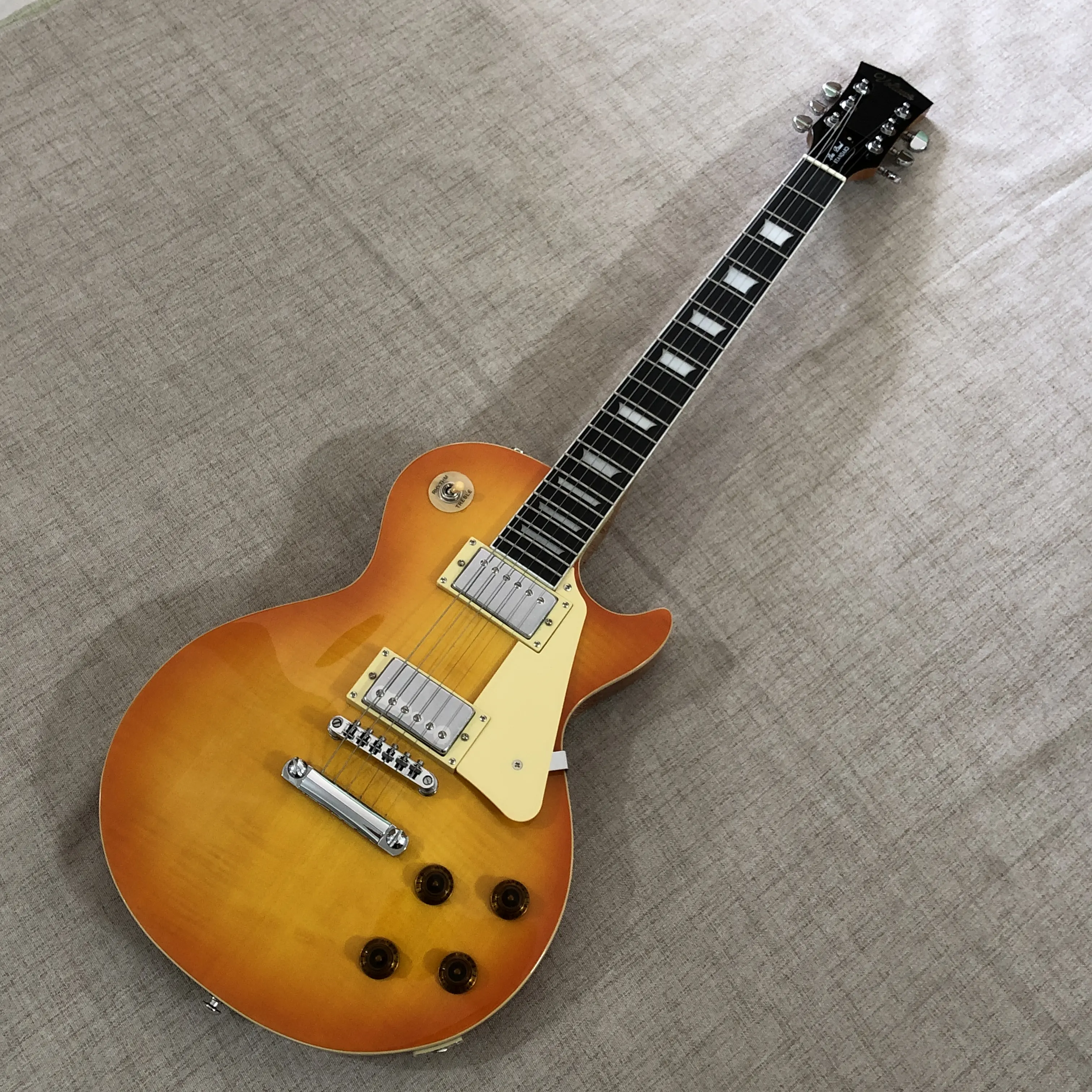 Classic Honey Burst lp Guitar flame maple veneer cream pickguard Mahogany Body