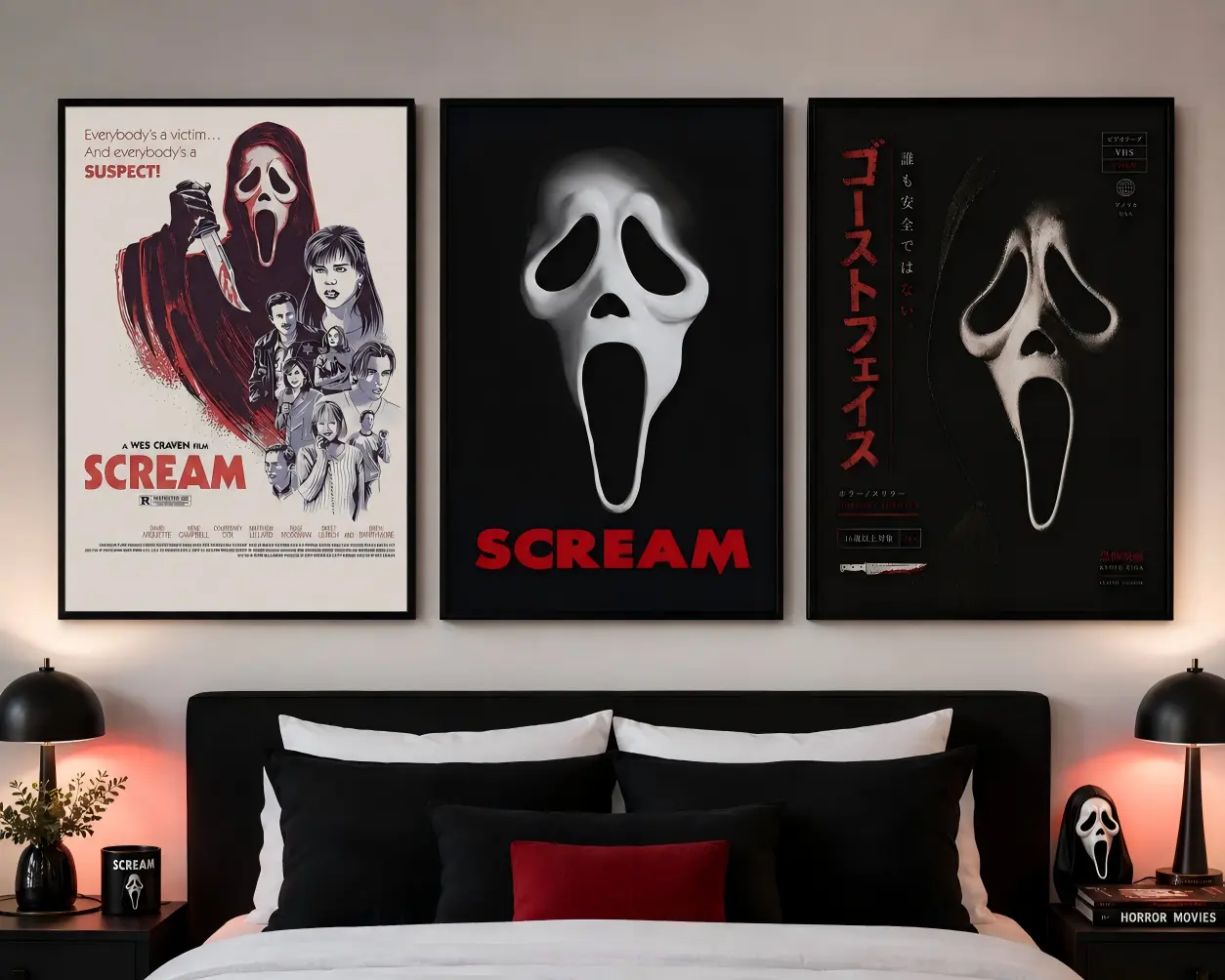 1996 Scream Movie Poster Canvas Printing Wall Art Vintage Thriller Character Prints Japanese Graphic Style Retro Movie posters for Living Room Studio Office Wall Decor cool stuff for room bedroom styling Film Collector Gift fall decor 2026
