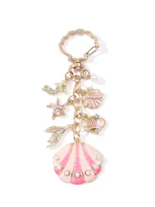 Elegant Pearl Shell Starfish Fish Tail Alloy Keychain, Sweet Summer Ocean Style Bag Charm, Perfect Gift for Friends and Family, Keychain For Bags
