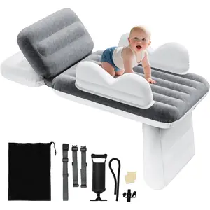 Inflatable Toddler Airplane Bed for baby kids: Safe  Soft  Portable Kids Travel Bed with Airplane Seat Extender for Kids - Inflatable Toddler Travel Bed with Manual Pump,Seat Belt and Travel Bag