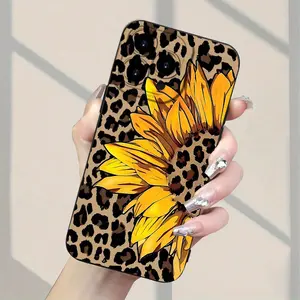 Sunflower And Leopard Print Panels Pattern New Sells Well Classic Fun TPU  Shockproof Protective Phone Case with IPhone7/8/11/12/13/14/15/16pro/16Plus/16Promax/X/Xs Max/Xr/Se/ Suitable for Boys And Girls