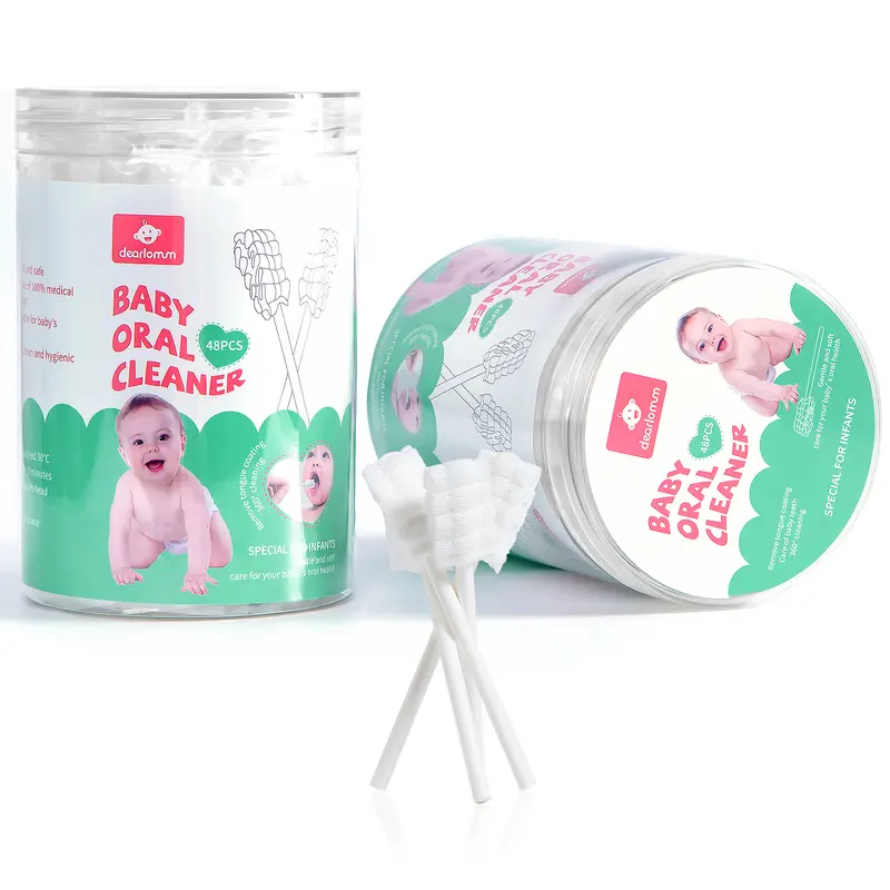 Dearlomum Disposable Newborn Baby Oral Care Tools - Oval Shape On-the-Go Toothbrush, Gauze Gum Cleaner Stick for Parents, 48/96/144pcs Kid Toothbrush for Infant Mouth Dental Care