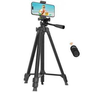 Adjustable Lightweight Tripod with Remote Control & Phone Holder for iPhone Samsung DJI GoPro Landscape Selfie Portable Aluminium Alloy Tripod Stand