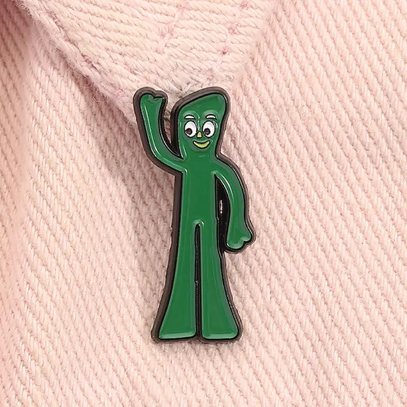 Cartoon Green Clay Boy Enamel Pin Cartoon Anime Characters Metal Brooch Lapel Backpack Badge Fashion Jewelry Accessories Gift for Friends Durable Metal Pins Fashion Accessory Alloy Brooch Pin Brooch Pin Clip