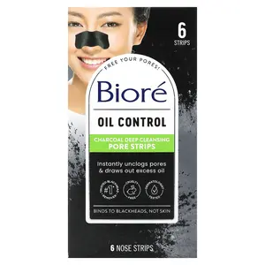 Biore Deep Cleansing Pore Strips, Charcoal, 6 Nose Strips Biore Deep Cleansing Pore Strips, Charcoal, 6 Nose Strips
