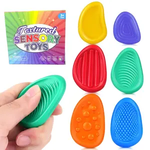 6PCS Sensory Fidget Toy Set for Kids & Adults, Silicone Calm Down Toys, ADHD Autism Anxiety Stress Relief, Tactile Sensory Stones, Finger Massage Fidget Pack for Classroom, Office & Travel free gift