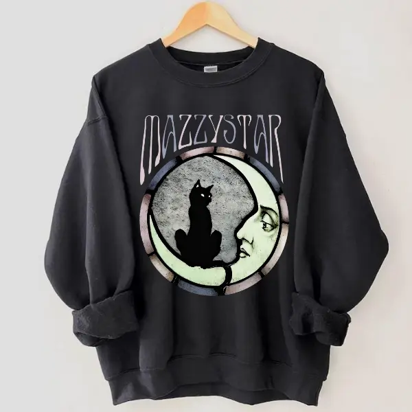 Mazzy Star Moon and Cat Tee, Vintage 90s Alt Rock Band Shirt, Hope Sandoval Graphic Tee, Unisex Retro Band Tee