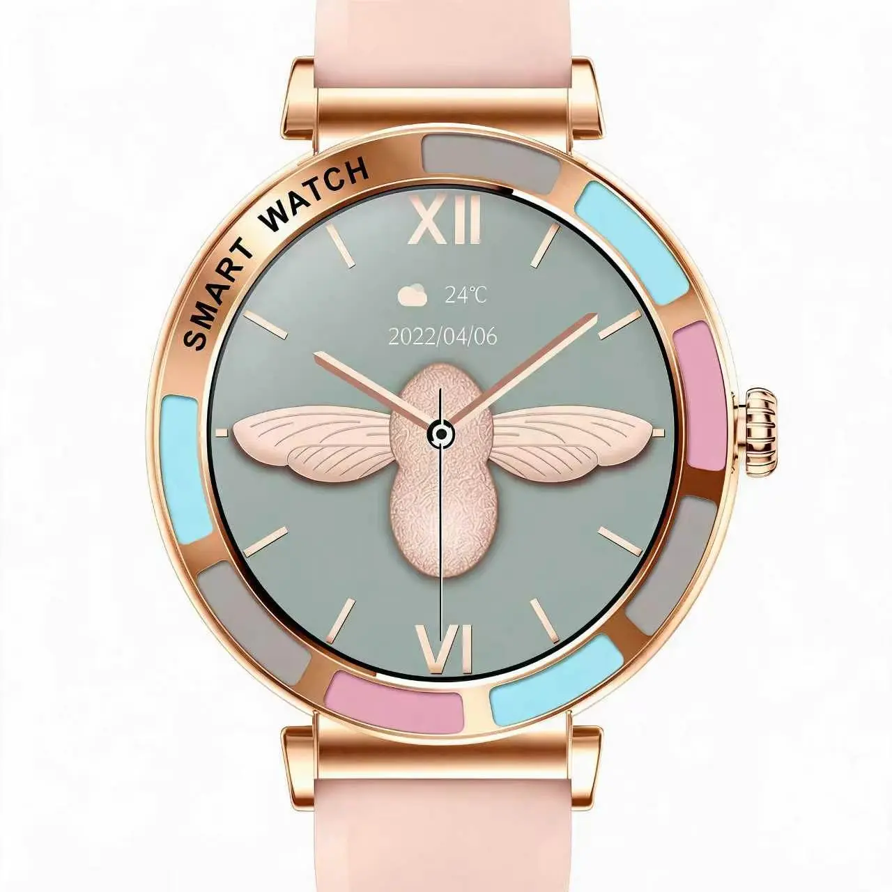 Women's Elegant Waterproof Smart Watch, Fitness Tracker with Blood Oxygen Detection, Custom Watch Faces, Ideal Gift for Female Friends, Wearable Smartphone Accessory Silicone Monitor Monitoring Workout Wristwatch