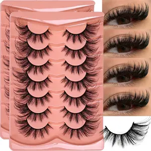 Cat Eye Lashes, 14 Pairs/2 Pack, Eye End Lengthening, Slender Curling, Fluffy False Eyelashes for Dramatic Look