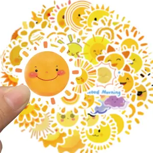 Sunshine Themed Sticker, 50pcs/set Cute Sun Sticker, Decorative Sticker for Laptop & Water Bottle, Birthday Party Decorations