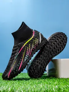 Men's High-Top Soccer Shoes TF Turf Shoes Classic Breathable Anti-Slip Training Competition All-Season Use Artificial Grass Preferred