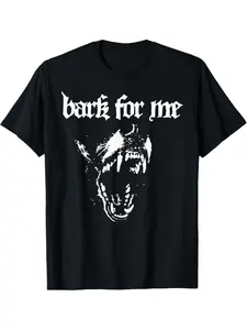 Men's Bark for Me Fierce Dog Blackletter Aesthetic T-Shirt - Gothic Bark Lettering & Fierce Canine, 100% Cotton Ultra-Soft Breathable Tee S-XXXL, Round Neck Short Sleeve for Casual & Running Wear