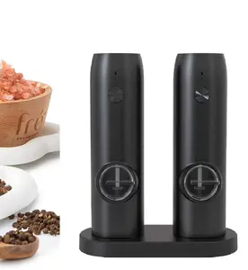 Summervibes GlowUp Electric Salt and Pepper Grinder Set of 2,Auto Pepper Mill,USB Rechargeable, Adjustable Coarseness,One-handed Operation,Refillable,Grinders with Charging Base LED Light Kitchen Seasoning Utensils Kitchenware Home fathersdaygi