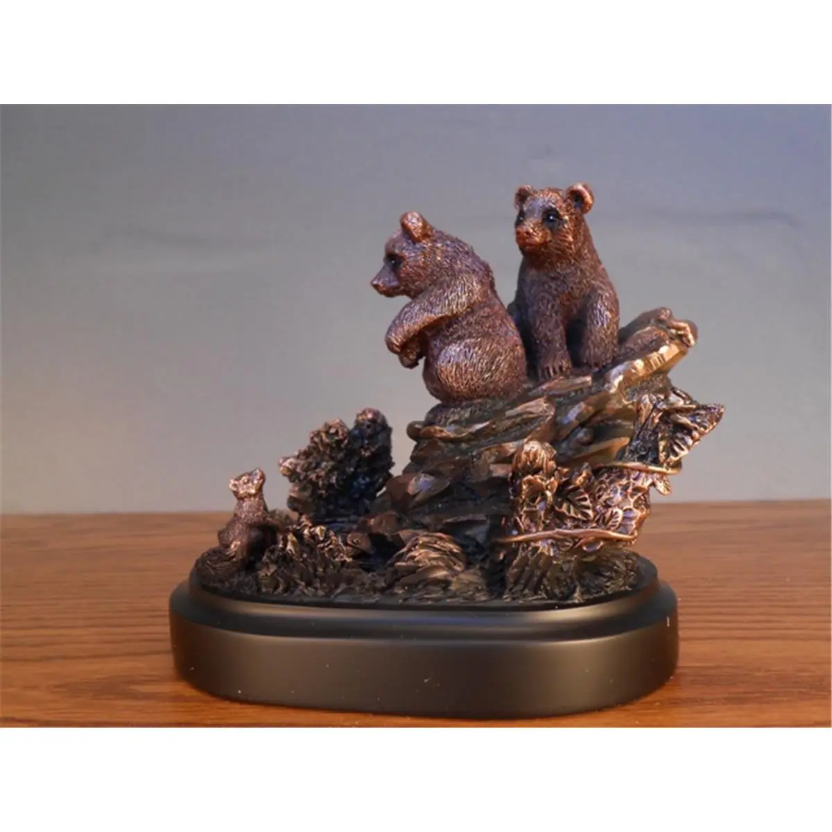 212 MAIN Cold Cast Bronze-Look Heavy Resin Stone Art Figurine, 2-Cub Cute Animal Collectible Decor, Indoor Home Display Ornament
