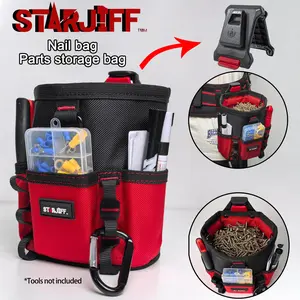 Starjiff Tool Bag Organizer, Multifunctional Screw and Nail Storage, Waist Belt Quick-Release Clip, Metal Clasp Closure, Portable Nails Bucket