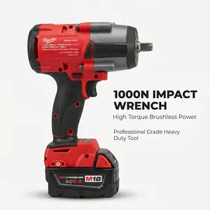 Milwaukee 1000N 20V 1/2" Brushless Impact Wrench, 1,000 N·m (738 ft-lbs) Max Torque, Dual-Speed (0-3,200 / 0-4,000 RPM), For Automotive Repair, Mechanical Fastening And Scaffolding,Compact Cordless Impact wrench