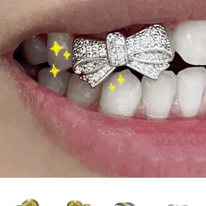 4-Piece Multi-Pack Copper Bow-Form Braces Set, Cool Stylish Fashion Accessory, Smooth Hip-Hop Teeth Design, Ideal for Daily Outings