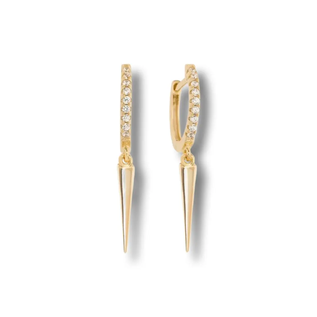 Dagger Huggie Earrings | CZ Pavé Spike Drop Earrings for Women