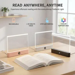 Smart LED Reading Light Book Light Treasure Box Rechargeable Clear LED Flat Reading Light Timer Doodleable Study Lamp The Quiet Reader's Dream Lights Ultra-thin Wireless Design