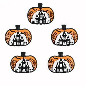 6pcs Silicone Pumpkin Castle Beads, Halloween DIY Jewelry Making Supplies, Perfect for Necklaces & Keychains, Handmade Gift Set