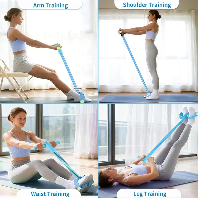 4-Tube Multi - Function Tension Rope with Handles - Home Gym Sit - Up & Tummy Training Equipment for Men & Women