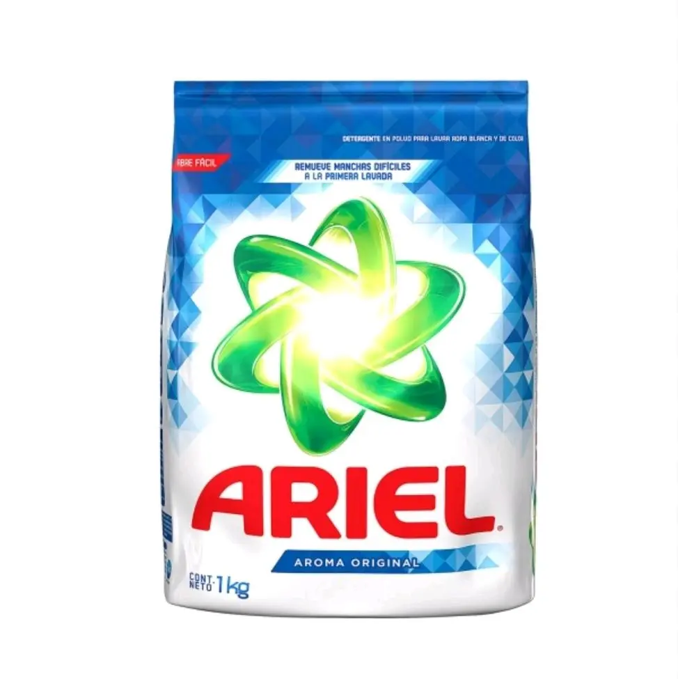 1 Bolsa de Ariel Poder y Cuidado Detergente para ropa Blanca y de Color 1kg - Tackles Tough Stains  ,Grime and grease Effortlessly but gentle on all Household surfaces