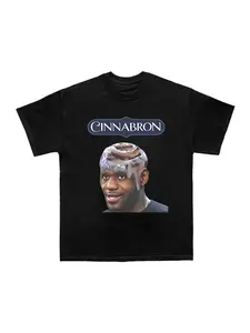 Funny Lebron Cinnamon Roll Print T-Shirt, Casual Long Sleeve Top, Fitted H-Type Design, Perfect for Basketball Fans