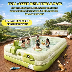 Inflatable Swimming Pool with Canopy, Air Pump & Spray Gun – 119.7 Inches (Approx. 299.7 cm) Large Family Pool for Adults, Perfect for Backyard, Garden Parties & Outdoor Summer Fun