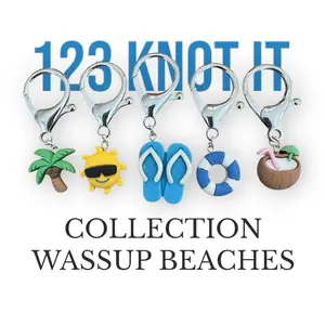 Wassup Beaches - set of 5 large clasp stitch markers for crocheting