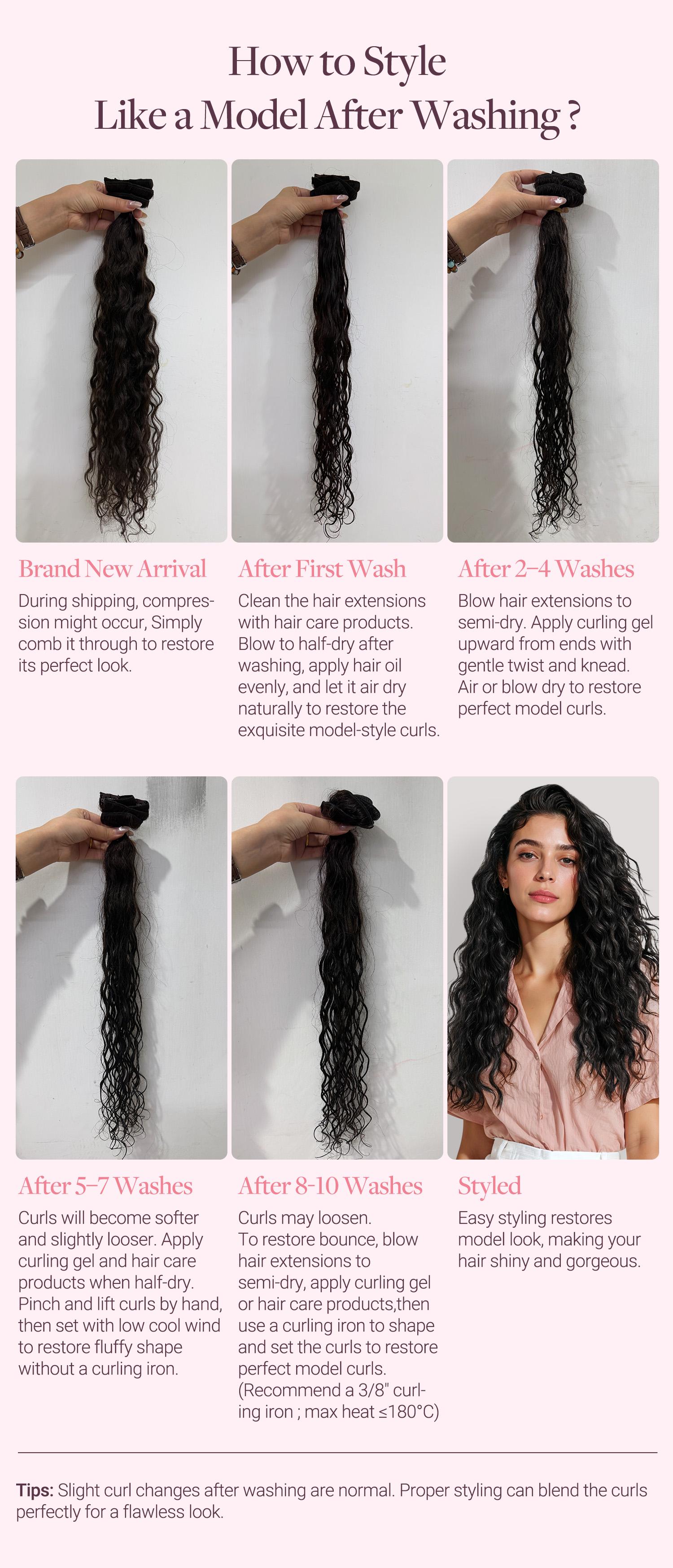 GOO GOO Hair Extensions Elf Curl Clip in Human Hair Extensions, 7pcs/9pcs 18-24inch curly hair，Elf Curl Clip in Human Hair Double Weft Natural Curl Hair Full Head for Women summer hairstyles #sohochic