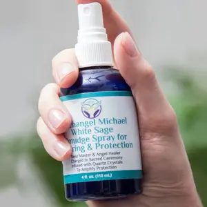 Heal the Masses Archangel Michael White Sage Smudge Spray - Smokeless Mist Infused with Quartz Crystals, 4oz Spray Bottle Scent - Freshener