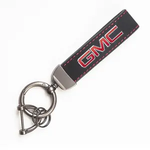 Leather Car Key Chain Ring Keychain For GMC Terrain Sierra Canyon Yukon Acadia Savana Denali AT4 Granite