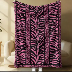 Zebra Print Themed Blanket, 1 Soft, Warm And Lightweight Single-Sided Printed Plush Blanket, Suitable For Bed, Sofa, Car, Room Decoration