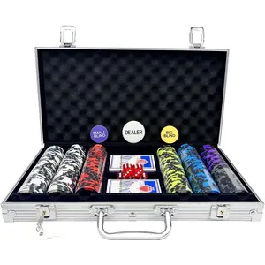 300Pcs 14 Gram Numbered Clay Poker Chips Set with Aluminum Travel Case, Casino Poker Set for Texas Holdem and Blackjack