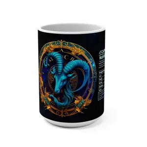 Capricorn Mug 15oz Ceramic Coffee - Reusable Drinkware for Tea and Coffee, Ideal for Home Use Washable Cup