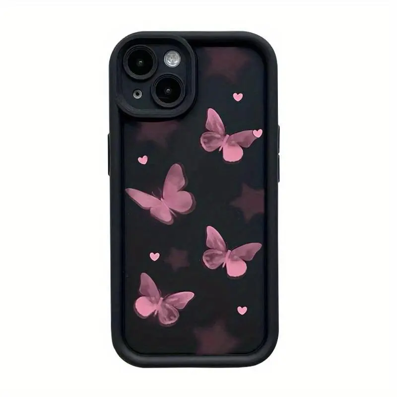 TPU Protective Case for iPhone 12/13/14/15/16/17 Series - Romantic Butterflies, Stars Design, Mobile Phone Accessory