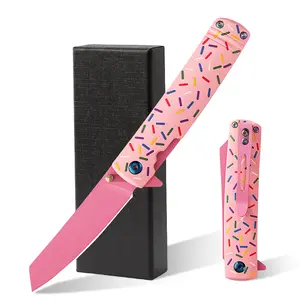 1 PIECE Pink Mini Folding Knife with Doughnut Pattern - Sharp and Foldable - Perfect for Women's Portable Use - Compact and Easy to Fold - Ideal Choice for Outdoor Activities and Daily Use - Fashionable and Practical Design