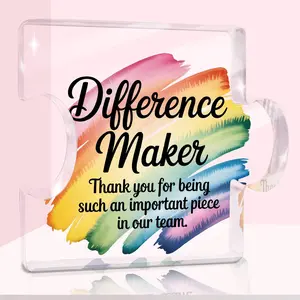 Christmas Thank You Gifts, Difference Maker Gift for Women Men, Puzzle Acrylic Sign Appreciation Gifts for Mentor Manager Boss Coworkers Difference Maker Desk Sign Retirement Goodbye Farewell Presents