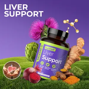 LUCKTELL Liver Support Herbal Supplement Capsules - Gluten-Free Botanical Healthcare Dietary Supplement with Turmeric, Milk Thistle Powder, Vitamins for Detox & Repair, 60 Count