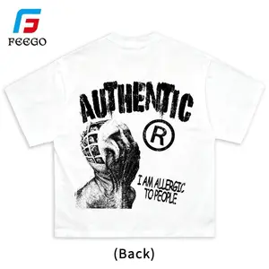 FEEGO Vintage I Am Allergic To People Graphics Print Cotton T-shirt Top Womenswear Breathable Hoodie Oversize Tshirts shirts  men christian