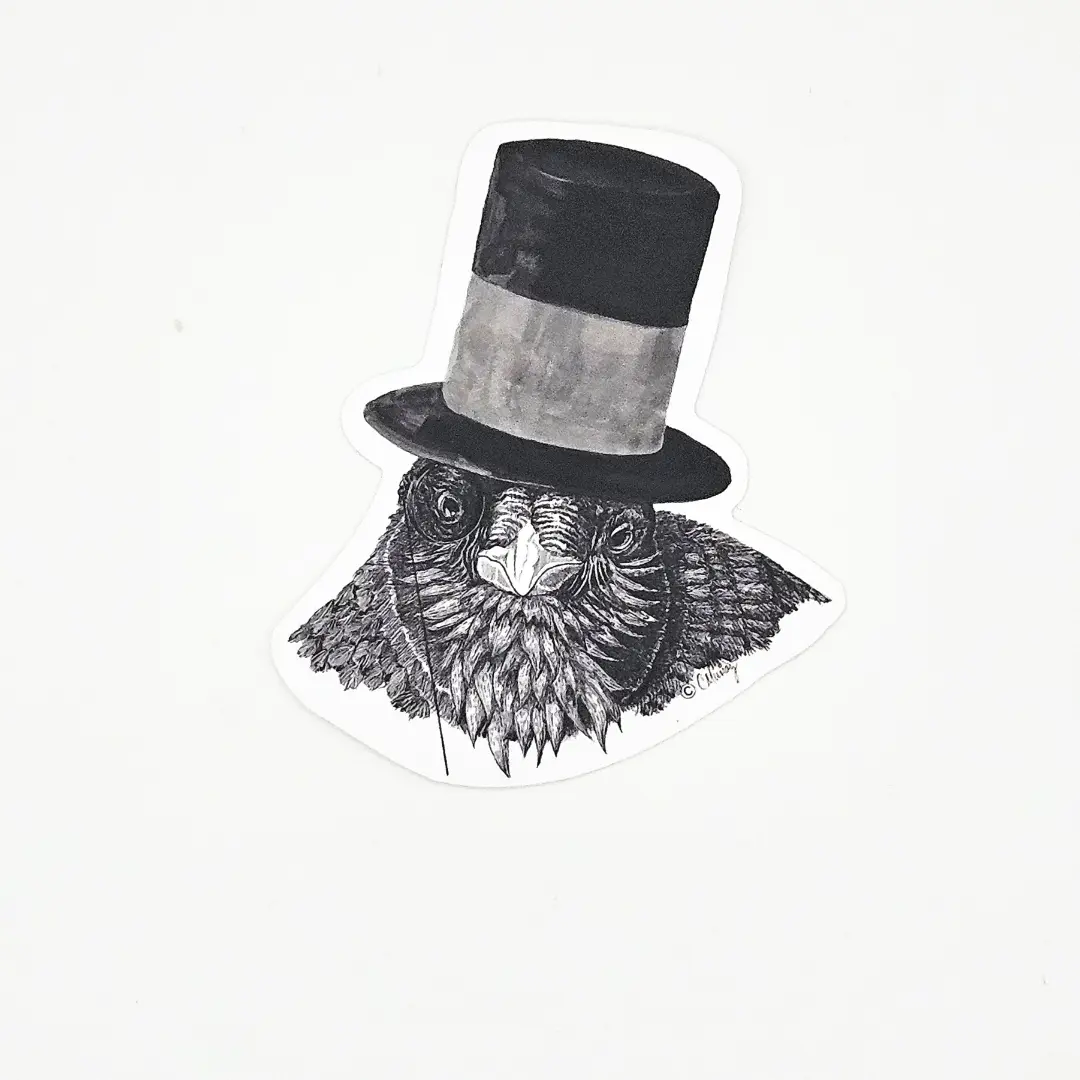 Professor Plume Raven Sticker 3x3 Inch Vinyl I'm Listening for Water Bottles & Notebooks