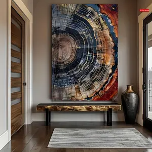 Two-dimensional plane, 1 piece minimalist high-definition printed abstract tree ring canvas painting - vibrant and colorful swirl pattern, modern living room and bedroom wall decoration, wooden frame, aesthetic room decoration, perfect for room decoration
