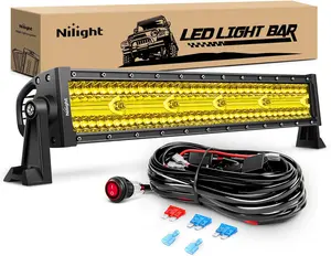Nilight Amber Led Light Bar 22Inch 480W Triple Row Flood Spot Combo Waterproof Off Road Driving Lighting with Off-Road Wiring Harness for Boat Trucks Pickup SUV ATV UTV  Car Accessories Vehicle  dealsforyoudays